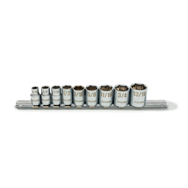 9-Piece 3/8-inch Drive 6-Point SAE Chrome Socket Set