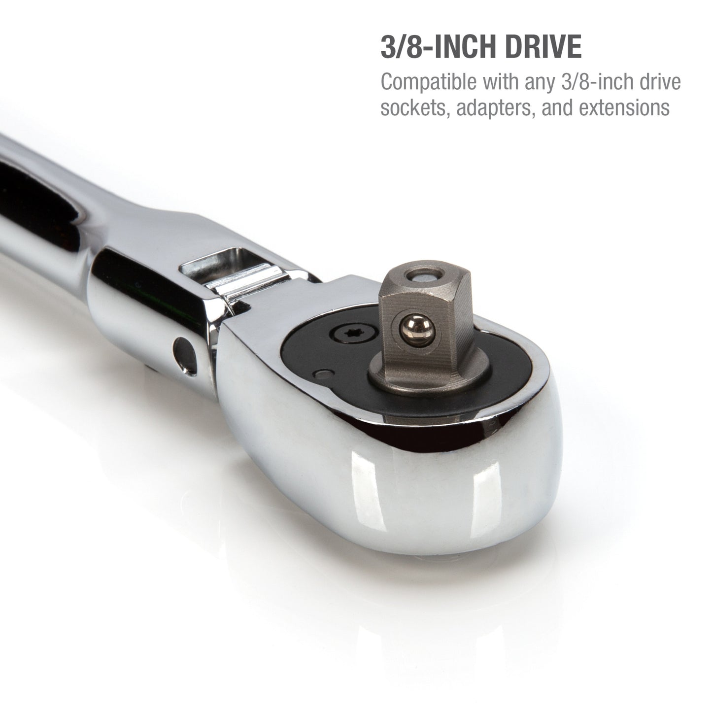 3/8-Inch Drive 72-Tooth 180-Degree Flex-Head Reversible Quick-Release Ratchet with 18-Inch Long Full Polish Handle
