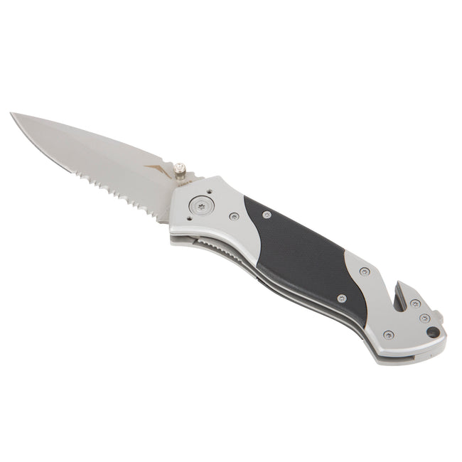 Rescue Knife with Strap Cutter 3.3-Inch Partially Serrated 440 Stainless Blade