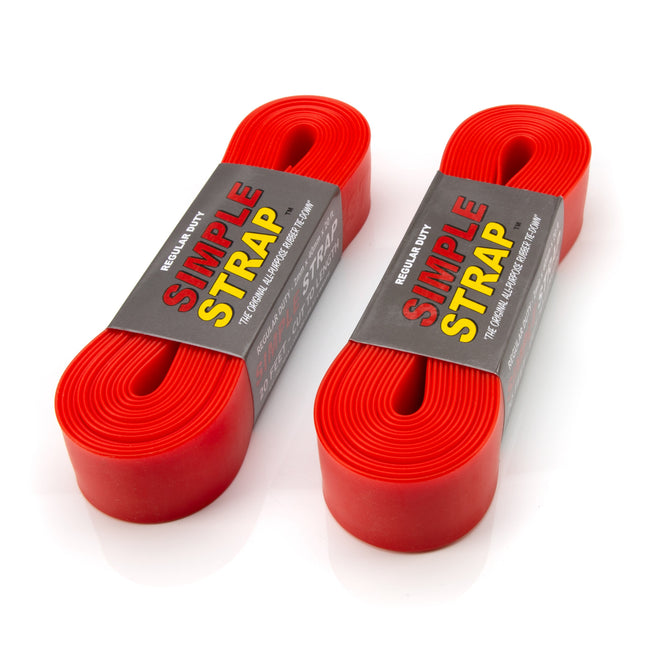 Self-Gripping UV Resistant 2mm Thick Rubber Tie Down Straps, Red 2-Pack