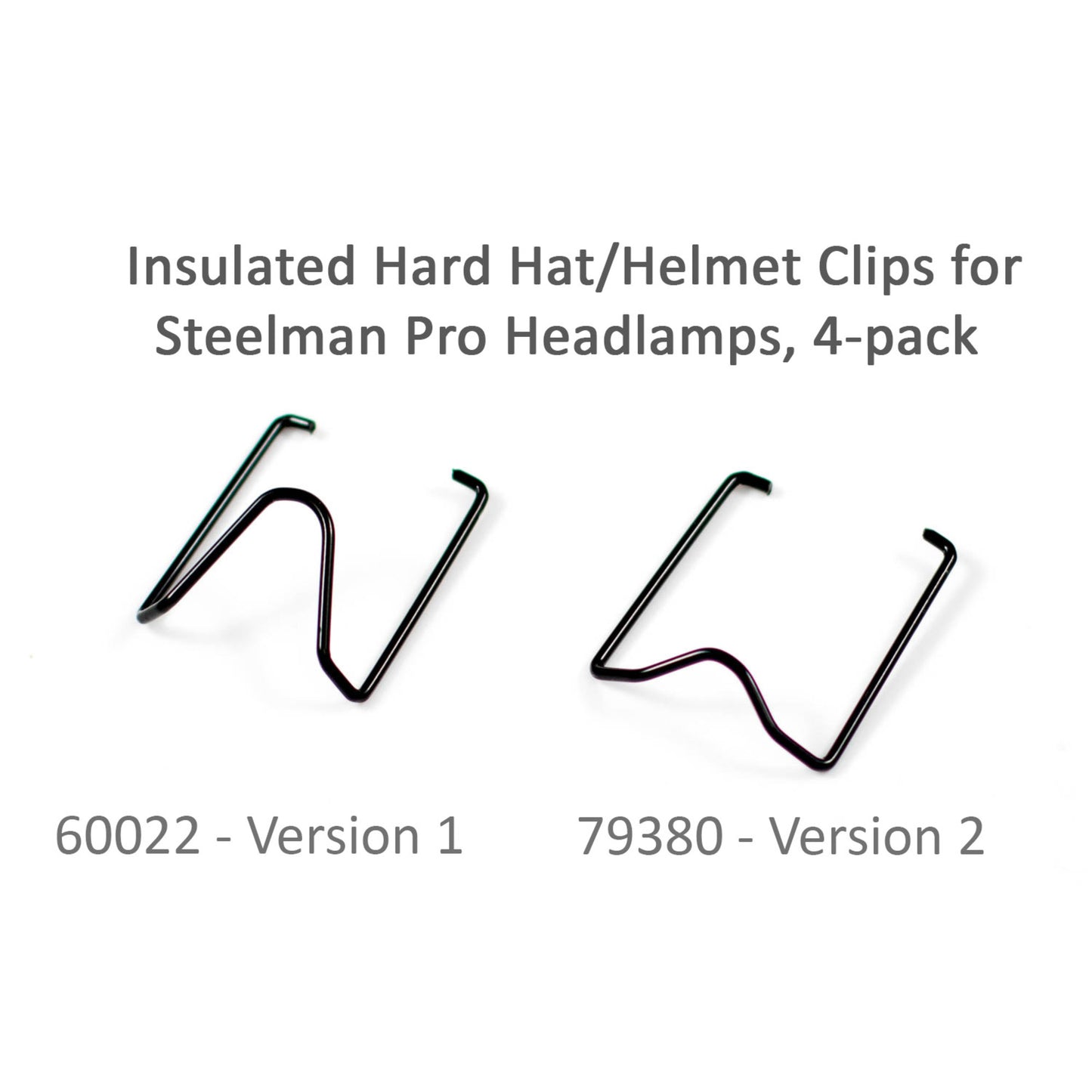 Insulated Hard Hat/Helmet Attachment Clips for Headlamps, 4-pack