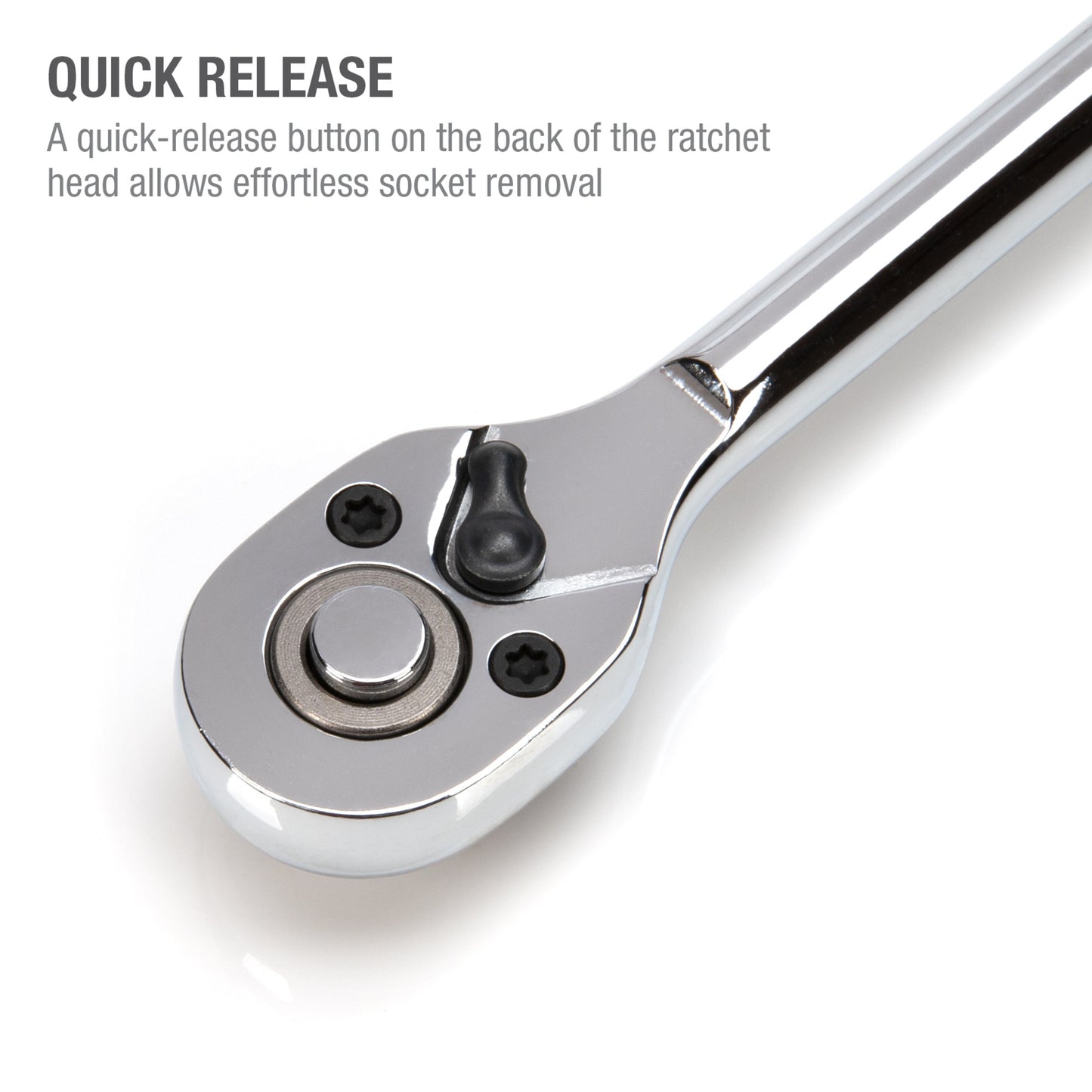 1/4-Inch Drive 72-Tooth Reversible Quick-Release Ratchet with 12-Inch Long Full Polish Handle