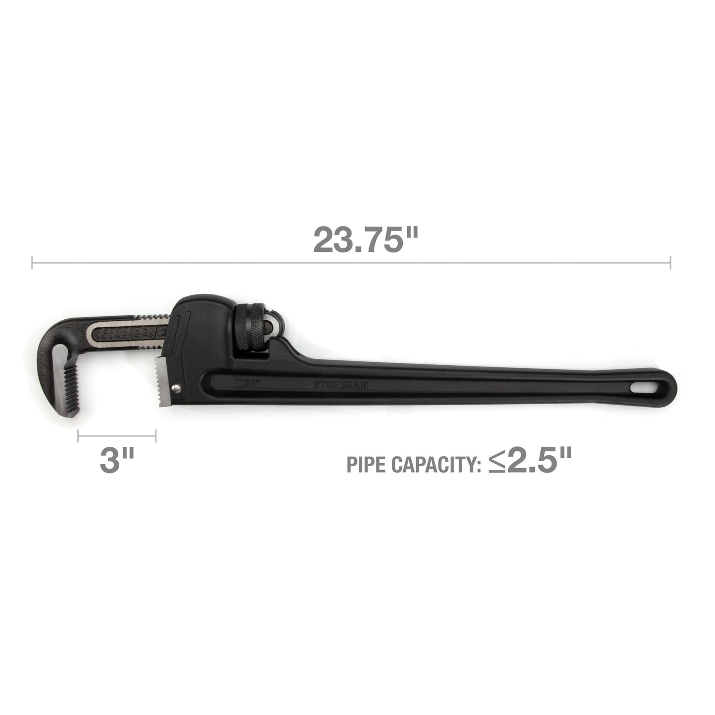 24-inch Heavy-Duty Cast Aluminum Straight Handle Pipe Wrench