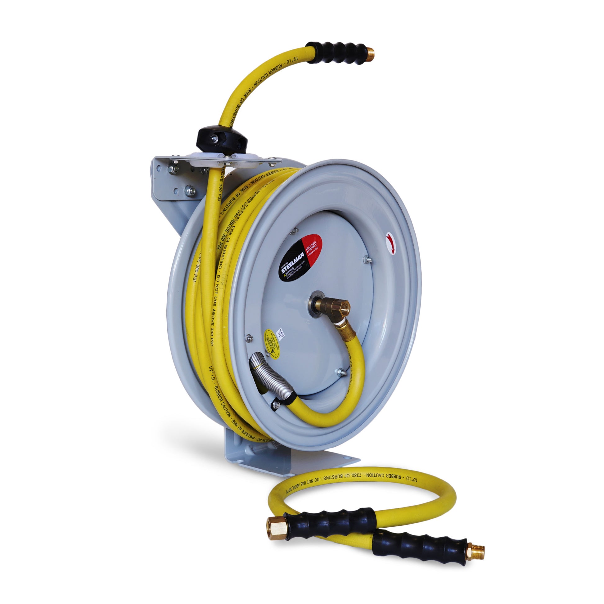 Heavy-Duty 4FT Steel Hose Reel Connector: 4000 PSI, All-Weather Wrap Finish