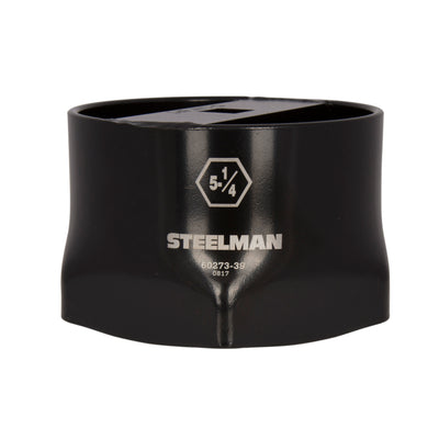 The STEELMAN 5-1/4-Inch 6-Point Locknut Socket is designed with a 6-point style that grips the sides of fasteners to reduce the chance of wear and rounding.  Carbon steel with industrial-strength black powder coat and laser etched callouts.