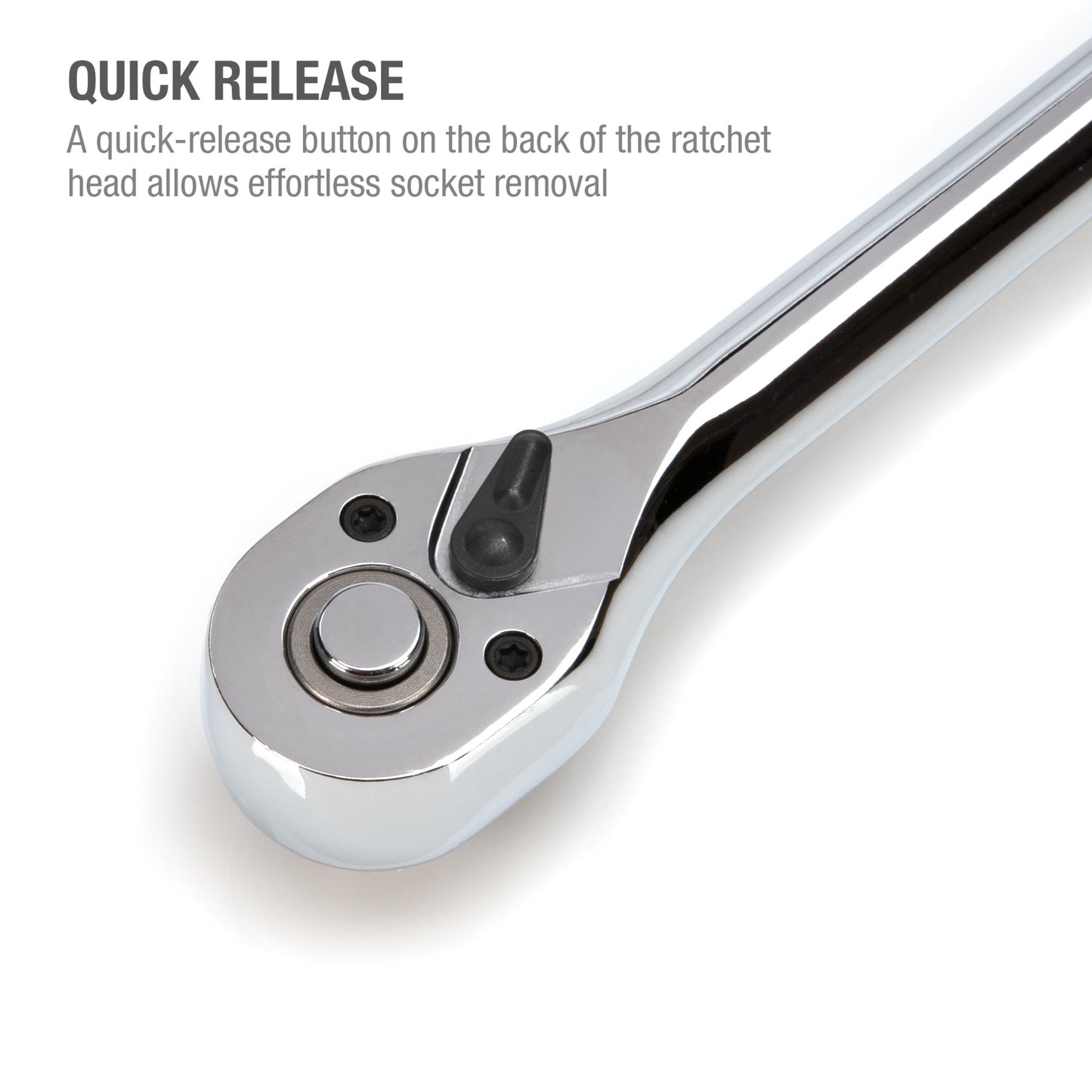 3/8-Inch Drive 72-Tooth Reversible Quick-Release Ratchet with 18-Inch Long Full Polish Handle