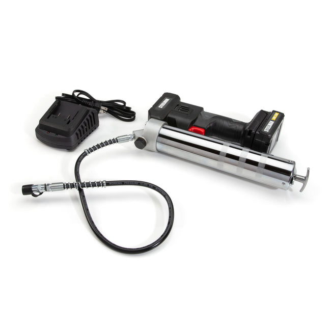 20V Cordless 8,000 PSI 14-Ounce Grease Gun with 30-Inch Flex Hose and Battery Kit