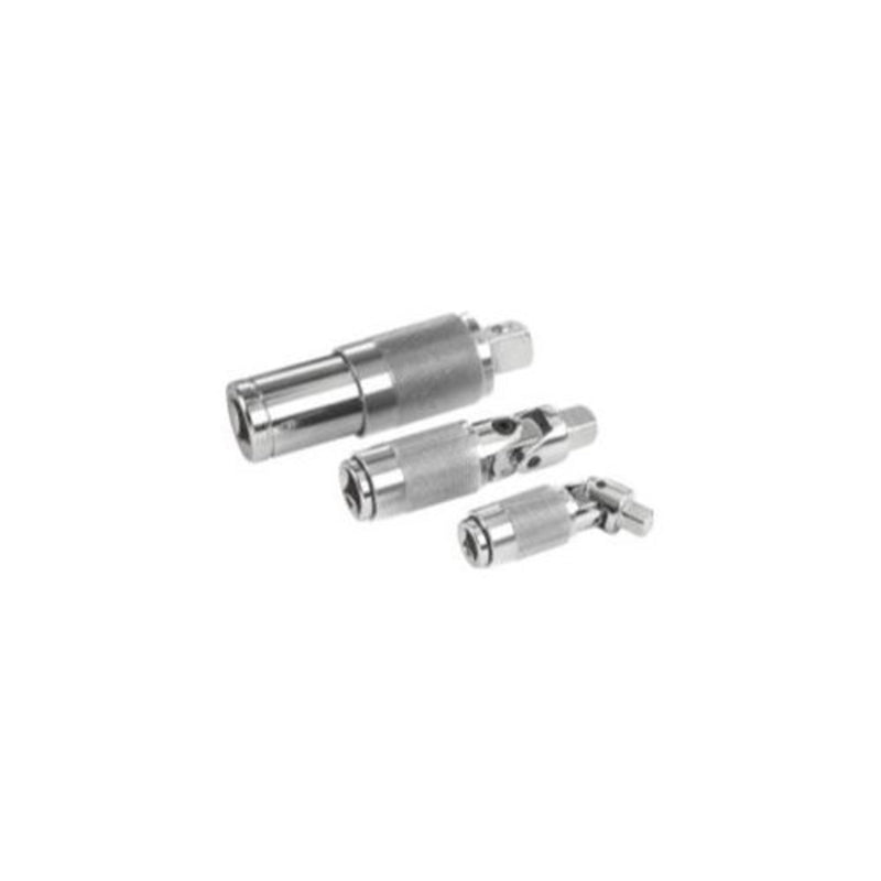 This pack of 3 adapters includes 1/4-inch, 3/8-inch, and 1/2-inch drive sizes for use with most ratchets, torque wrenches, and accessories. Unique 2-in-1 design allows each drive adapter to function as both an extension bar and as a swivel adapter.