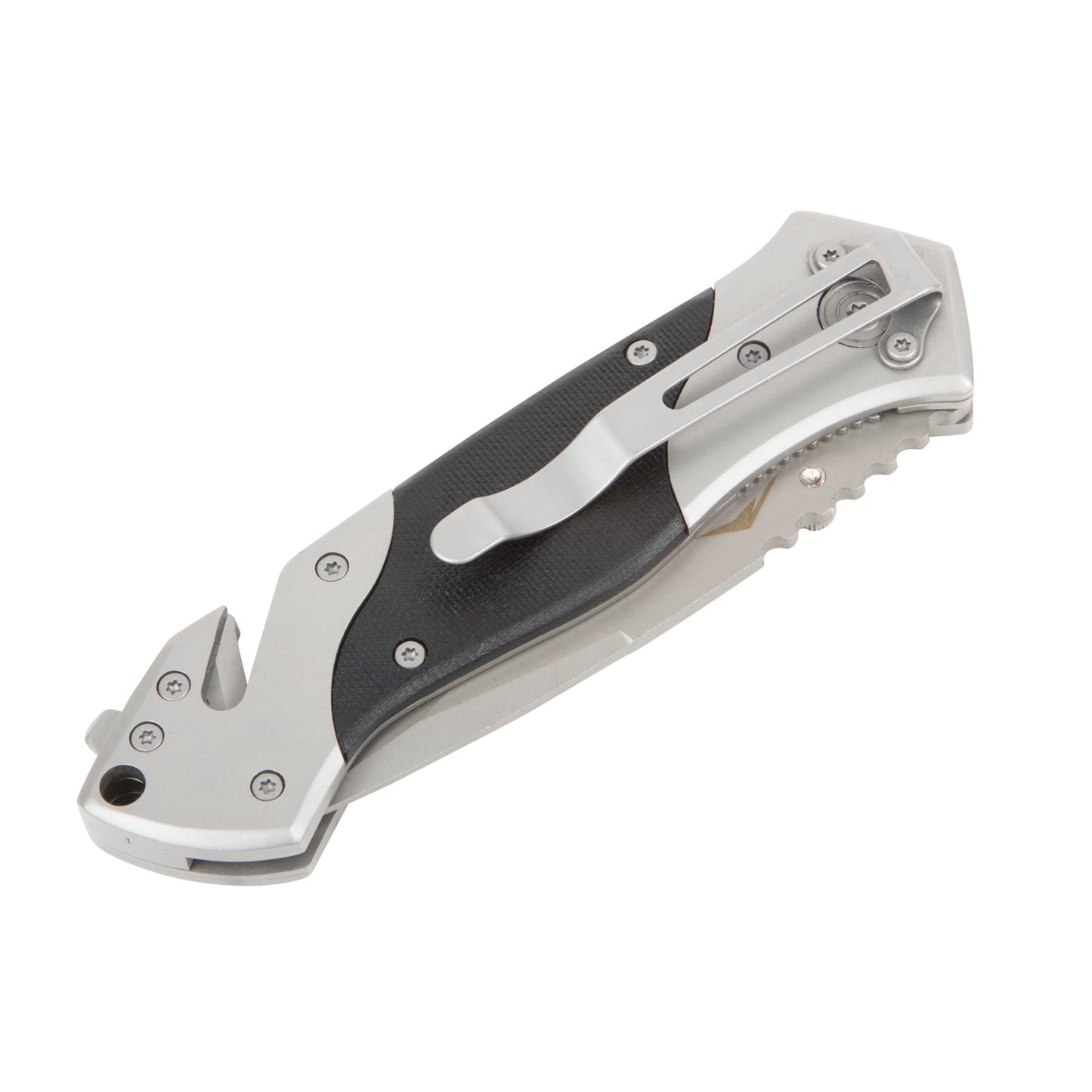Rescue Knife with Strap Cutter 3.3-Inch Partially Serrated 440 Stainless Blade