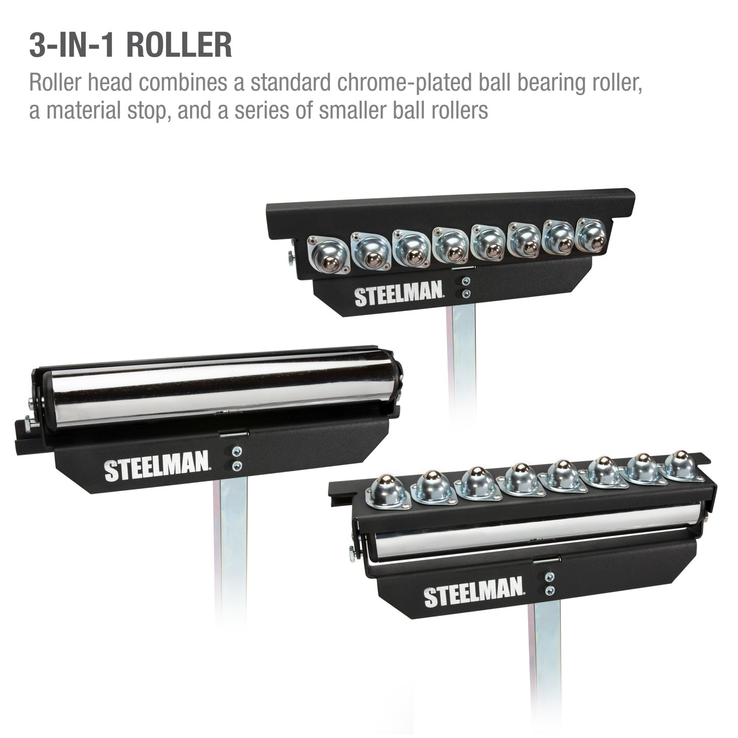 3-in-1 Adjustable Height Material Support Roller Stand