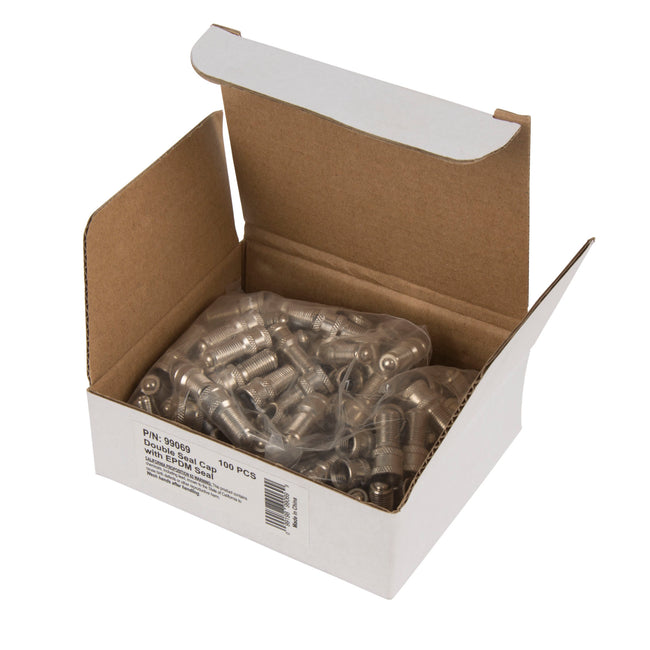 100-Piece Double Sealing Inflate Through Valve Cap Bulk Pack