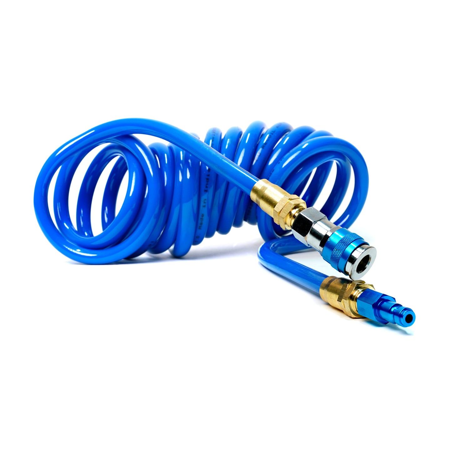 15-Foot Coiled 3/8-Inch ID Air Hose with Adapter and Reusable 1/4-Inch NPT Brass Fittings