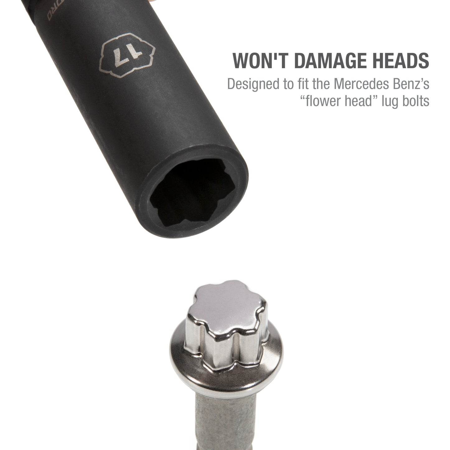 1/2-inch Drive x 17mm Lug Nut Impact Socket for Mercedes Benz
