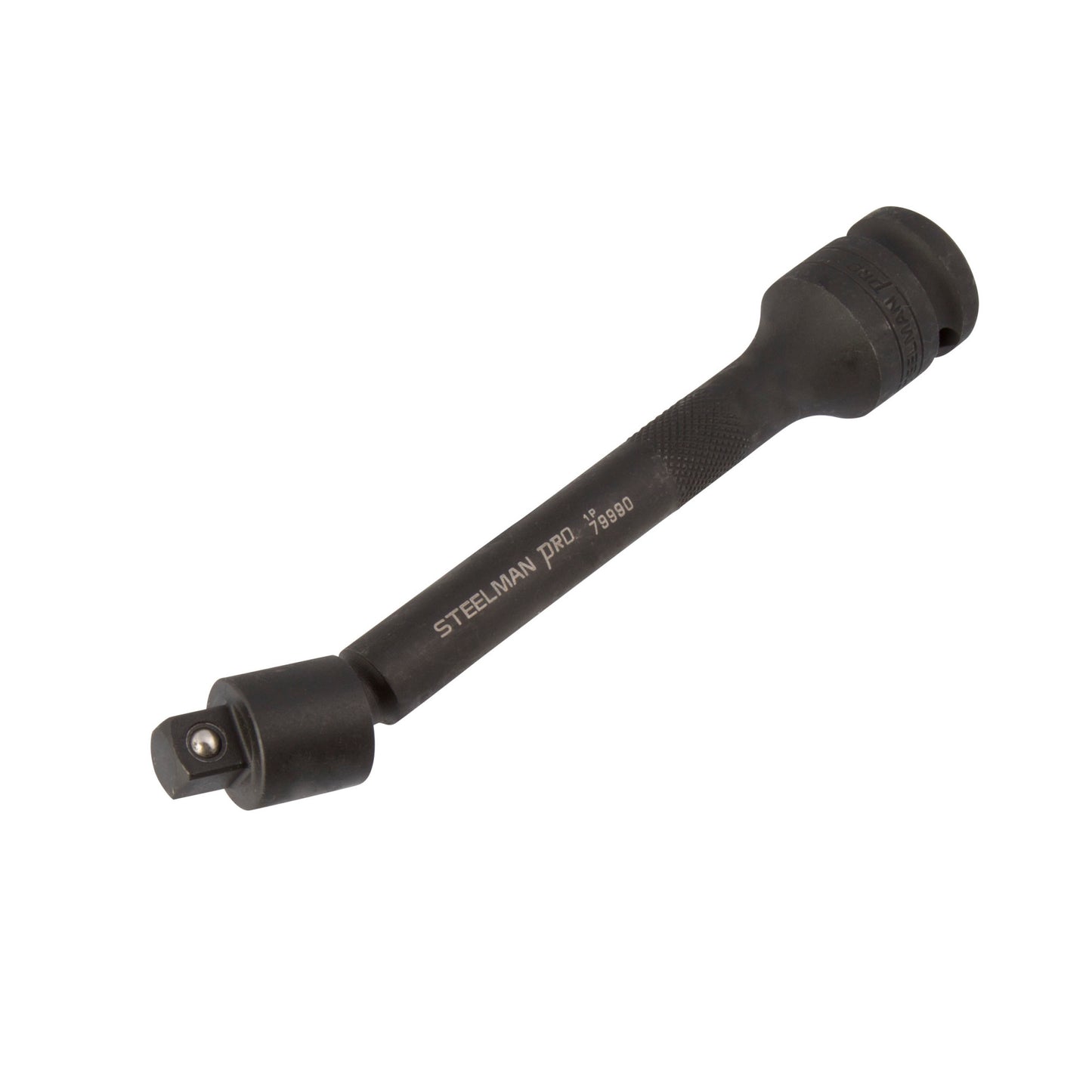 The 6-inch STEELMAN PRO 1/2-inch drive, 3/8-inch Pinless Extension is made from heat-treated chromoly steel.  The 1/2-inch female drive end accepts most sized power tools and the 3/8-inch male end accepts all types of 3/8-inch impact grade sockets