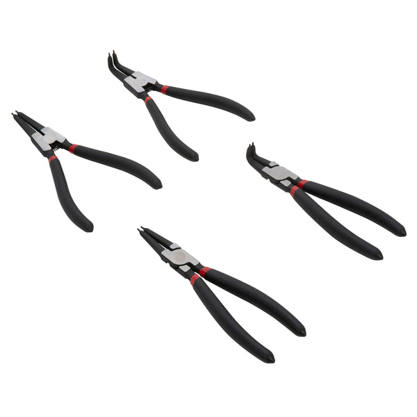 Steelman 60958 4-Piece 7-Inch Long Straight and 90-Degree Offset Internal and External Snap-Ring Pliers Set