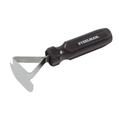 The STEELMAN Tire Inner Liner Scraper is a hoe-style hand tool used for scraping away dirt, debris, and mold-release lubricants to create a smooth surface for a patch. Screwdriver-style handle. 2-3/4-inch wide blade covers a large area quickly.
