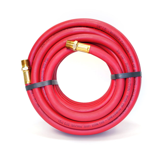 30-Foot Rubber 3/8-Inch ID Air Hose with 3/8-Inch NPT Brass Fittings