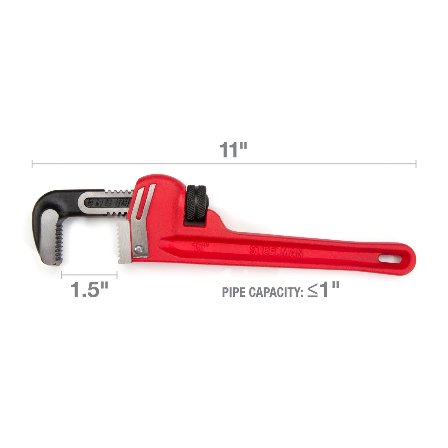 10-inch Heavy-Duty Cast Iron Straight Handle Pipe Wrench