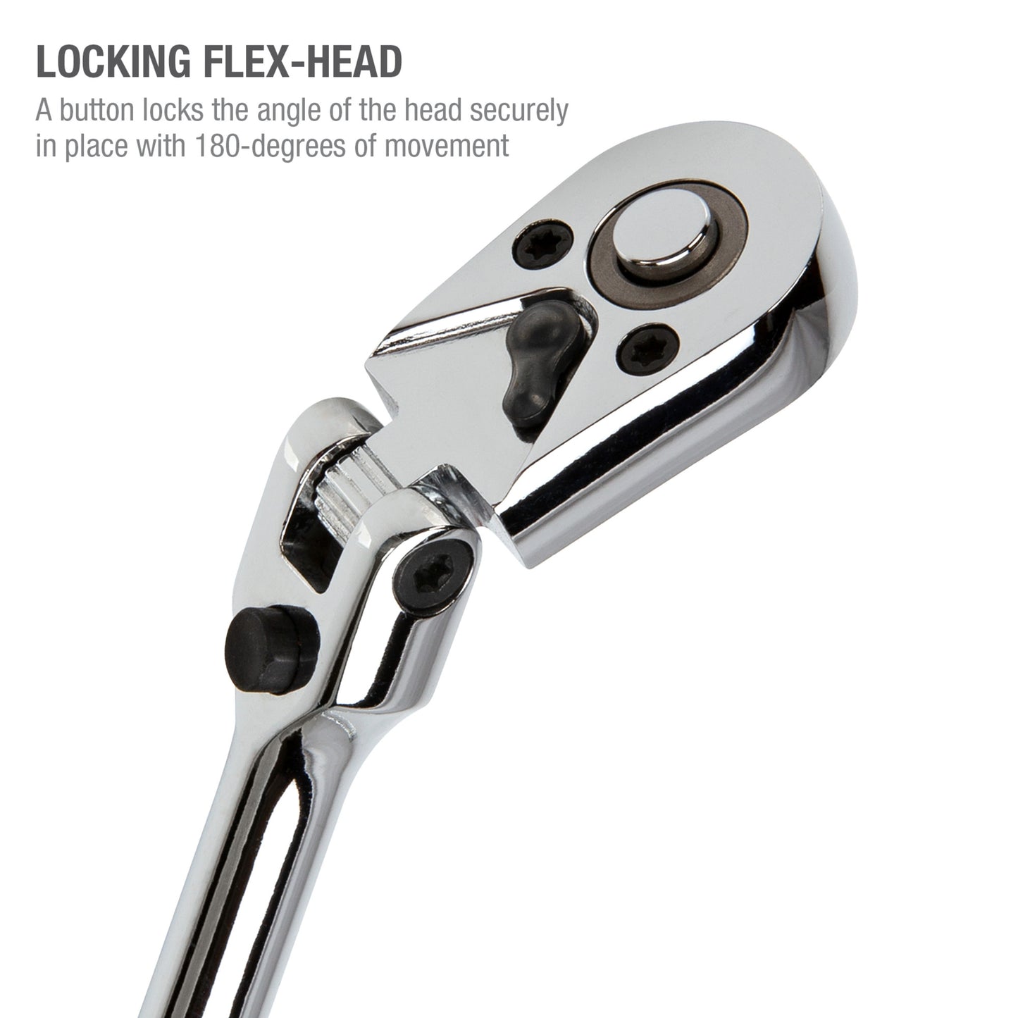 3/8-Inch Drive 72-Tooth 180-Degree Flex-Head Reversible Quick-Release Ratchet with 18-Inch Long Full Polish Handle