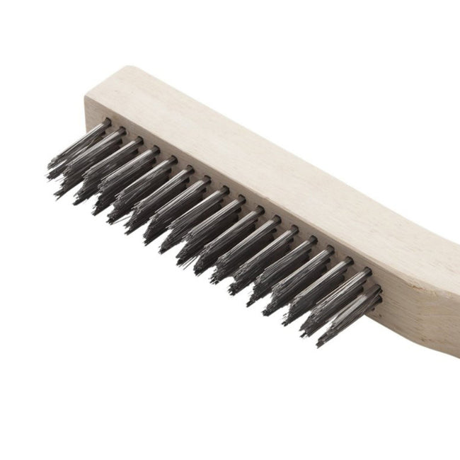10-Inch Steel Bristle Wire Bush with Wood Handle