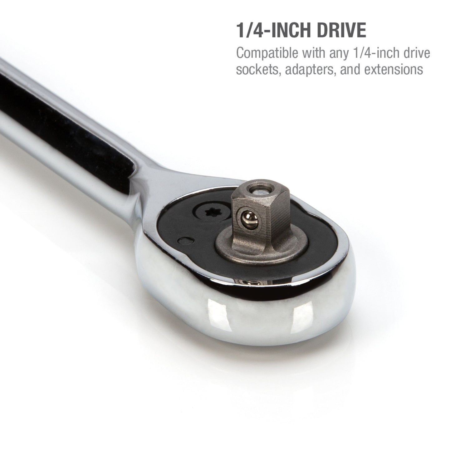 1/4-Inch Drive 72-Tooth Reversible Quick-Release Ratchet with 12-Inch Long Full Polish Handle