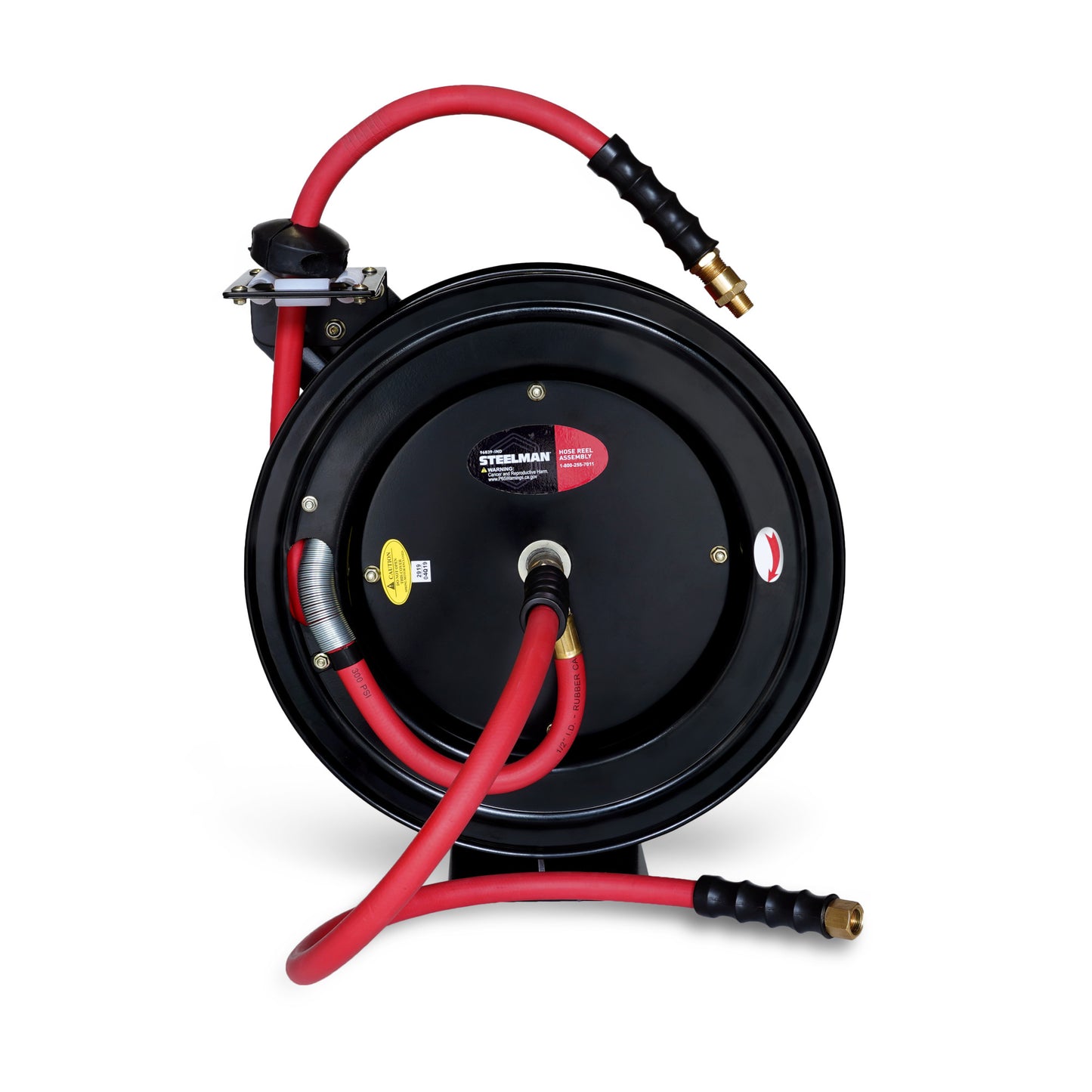 Enclosed Spring Pneumatic Hose Reel with 50-Foot Hose