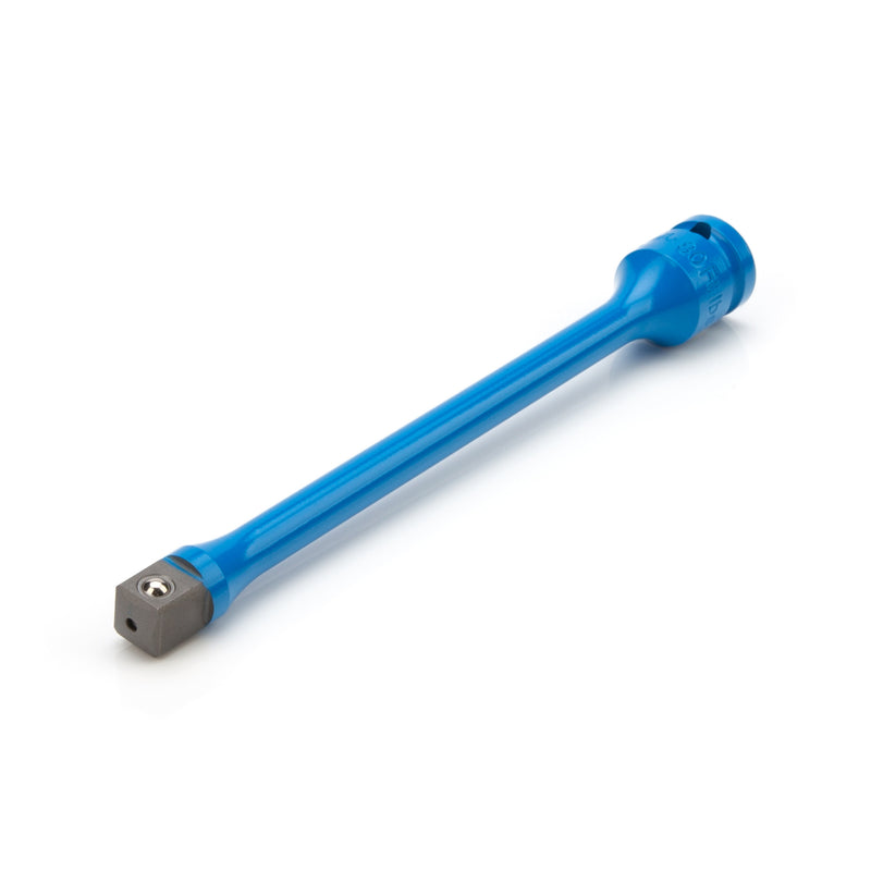 The STEELMAN 1/2-Inch Drive Blue Torque Extension prevents damage caused by over-tightening lug nuts. This 8-inch extension bar is machined to a maximum torque of 80 ft-lb. Additional force causes it to flex and absorb the extra impact.