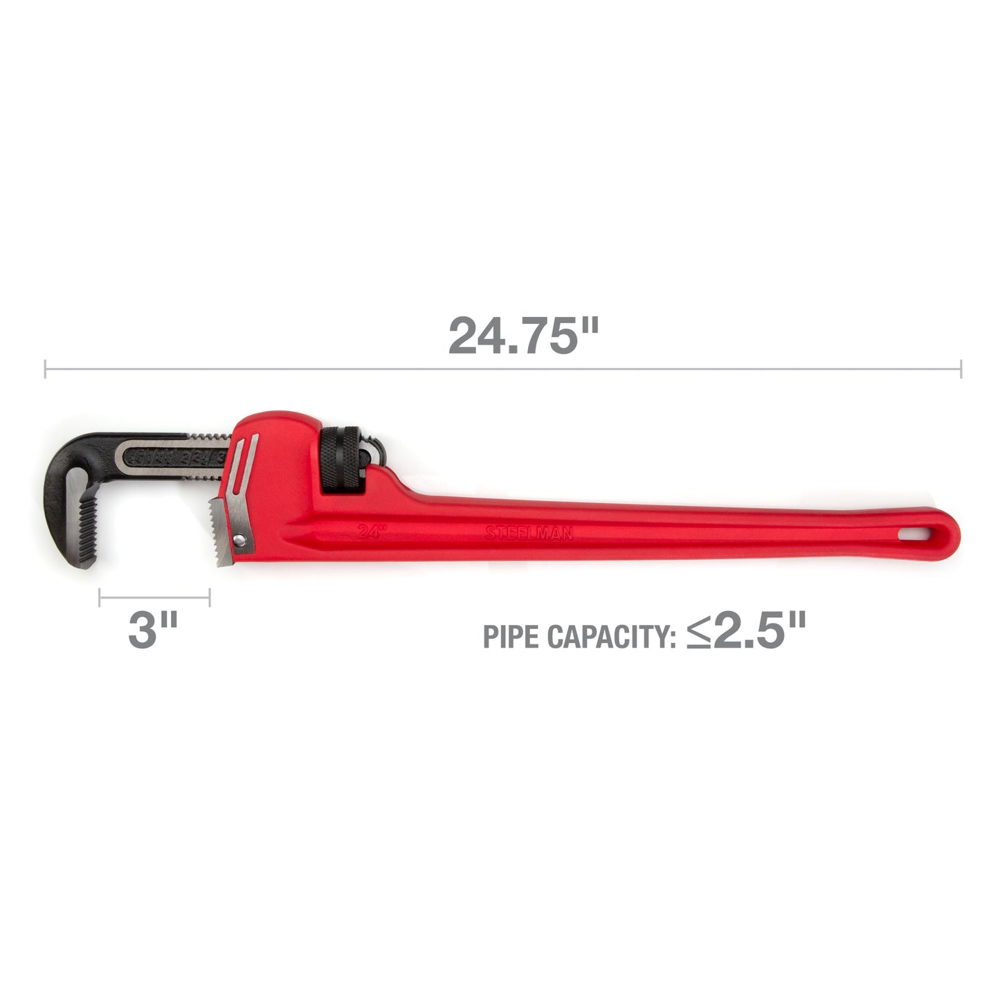 24-inch Heavy-Duty Cast Iron Straight Handle Pipe Wrench