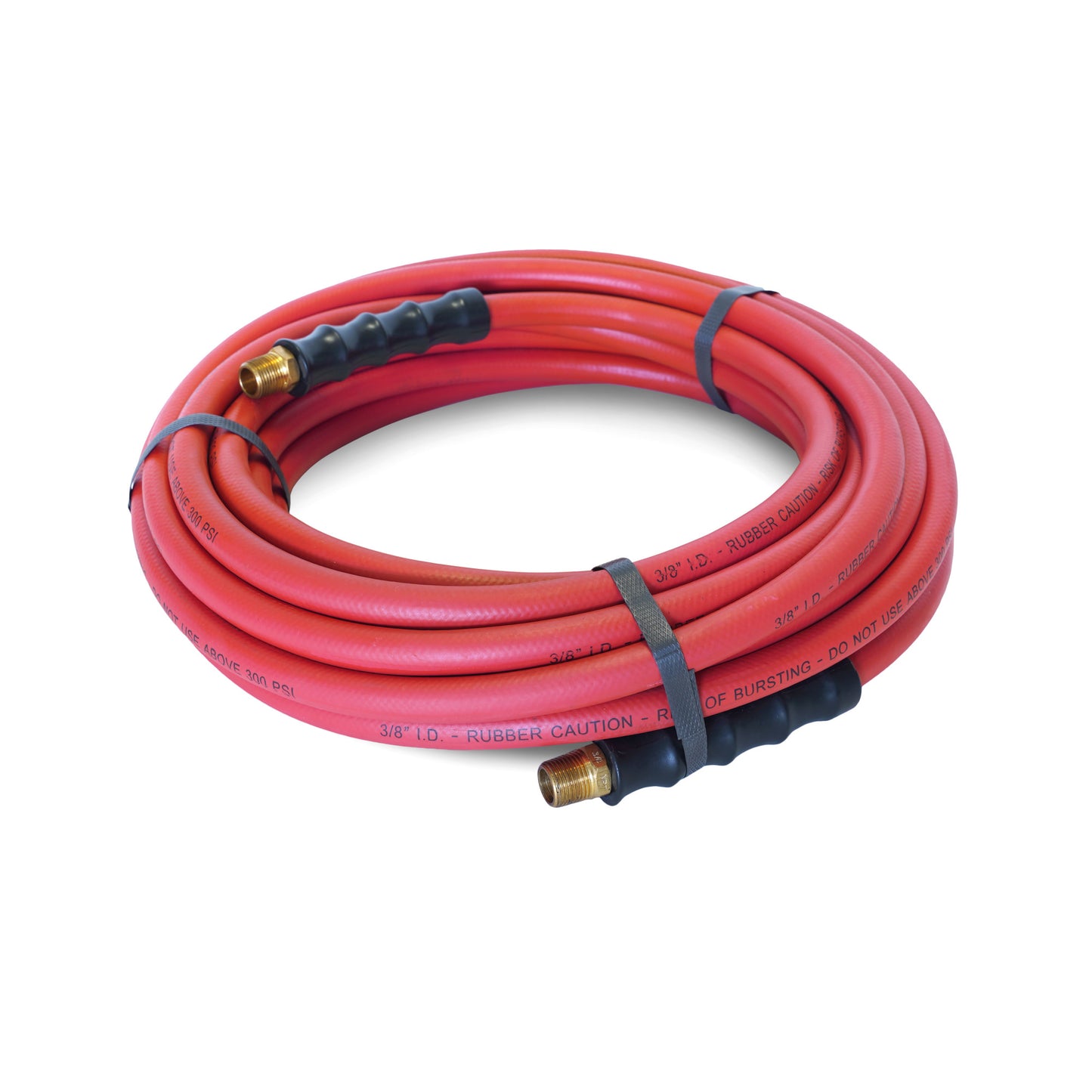 35-Foot Long Rubber 3/8-inch ID Air Hose with 3/8-inch NPT Brass Fittings