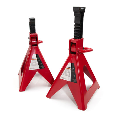 Prop up large vehicles like RVs, travel trailers, trucks, and tractors with a pair of STEELMAN Professional Heavy-Duty Steel Ratcheting Jack Stands. Combined support capacity of 24 tons. Adjustability range of 19.75-inches to 30.25-inches.