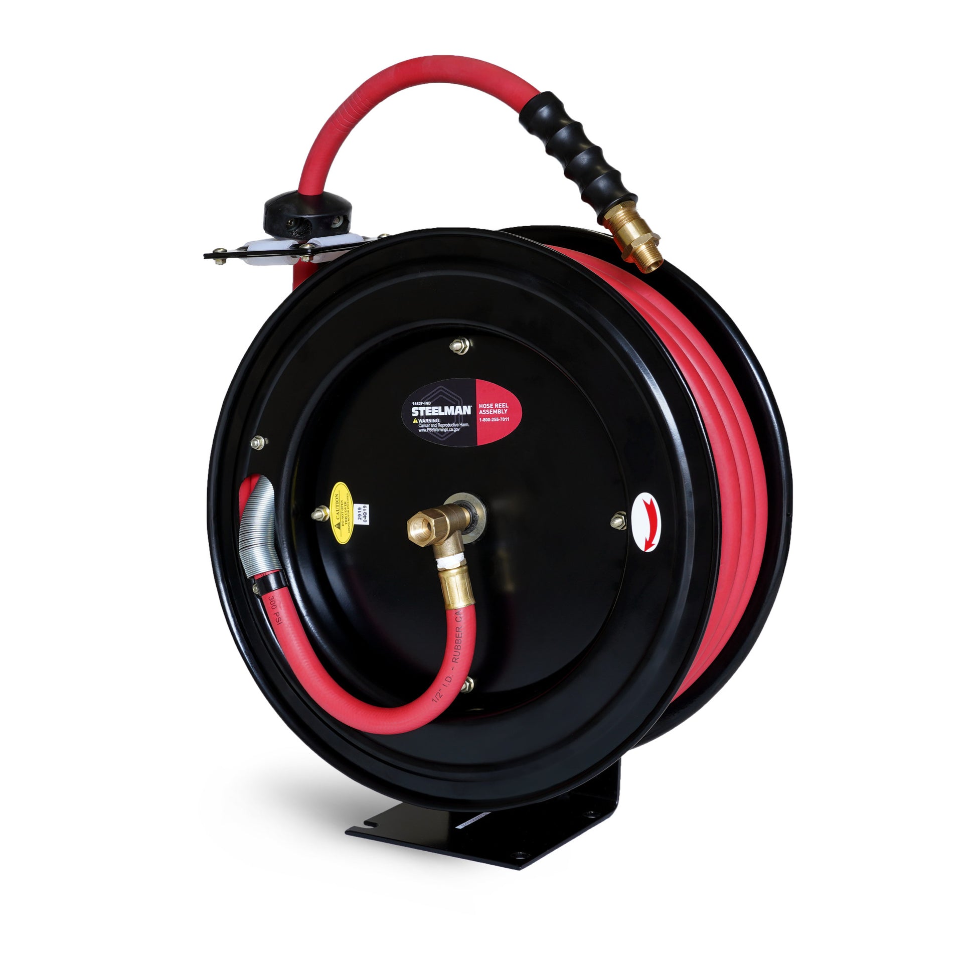 Steelman 96839-IND Enclosed Spring Pneumatic Hose Reel with 50-Foot 1/2-Inch ID Hose