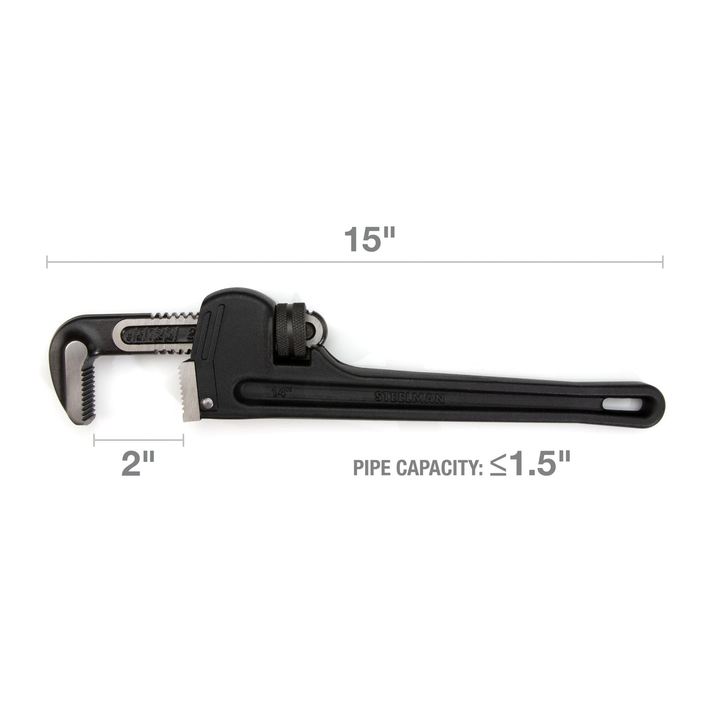 14-inch Heavy-Duty Cast Aluminum Straight Handle Pipe Wrench