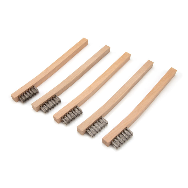 Stainless Steel Wire Brush with Wood Handle, 5-Pack