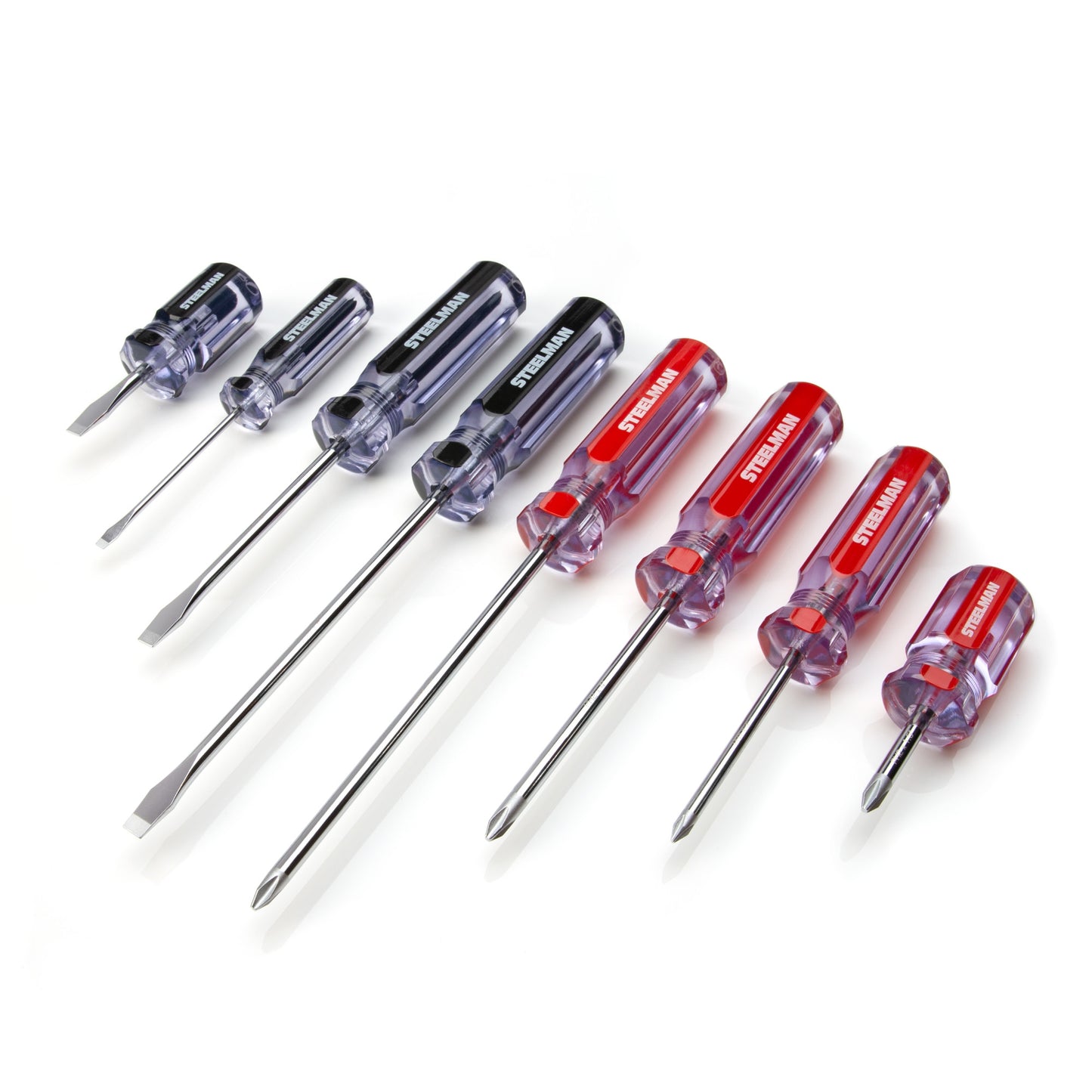 8-Piece Clear Handled Phillips and Slotted Screwdriver Set