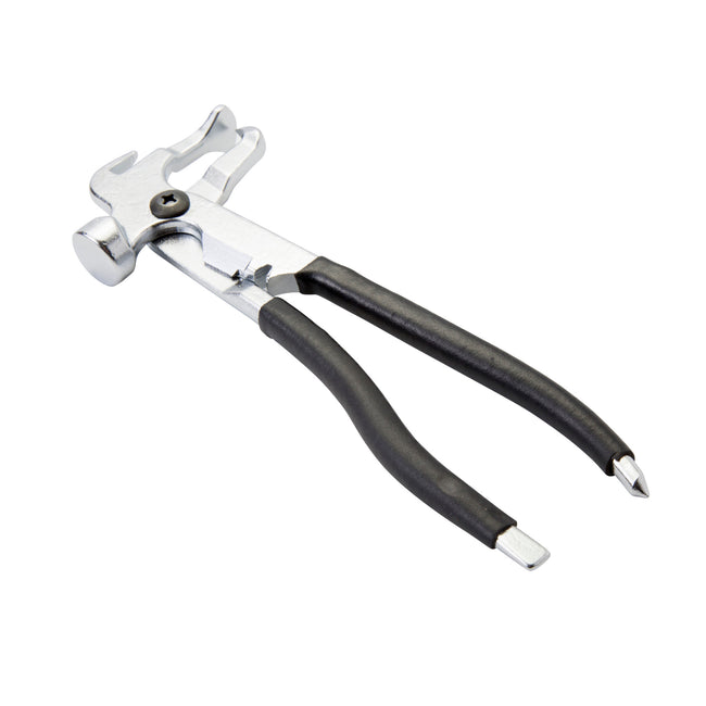The STEELMAN Wheel Weight Hammer features a hook and paddle/spike jaw to provide extra leverage when removing weights. The cutting blade and notch trim down and bend wheel weights. The handles feature a point for releasing tire pressure.