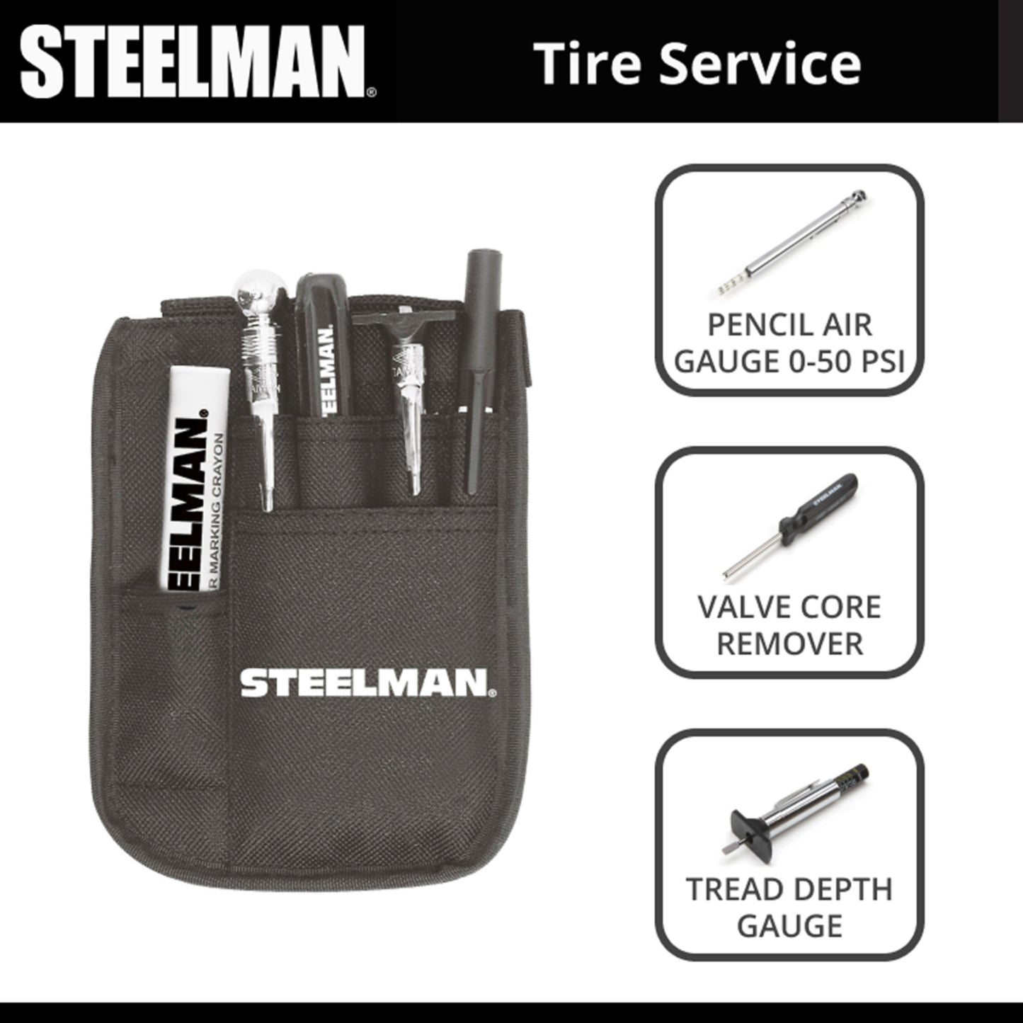 Tire Repair Technician Pouch with Inspection Tools